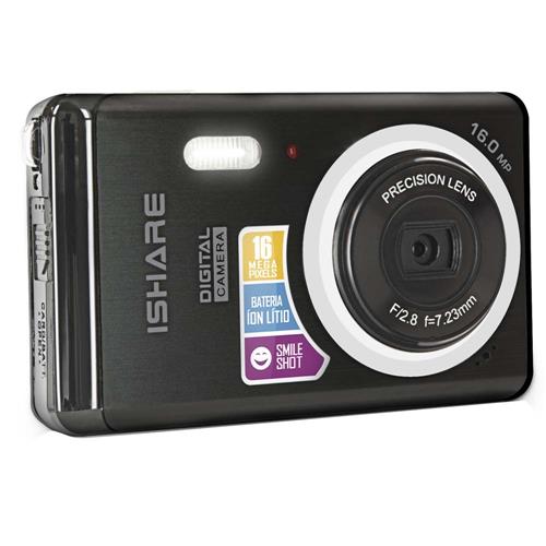 Câmera Digital Tron Ishare Preta, LCD 2,7”, 16MP, 4x Zoom Digital