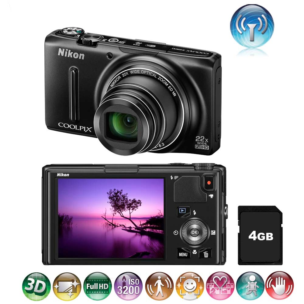 Câmera Digital Nikon Coolpix S9500 Preta 18.1 MP, LCD 3.0", Zoom