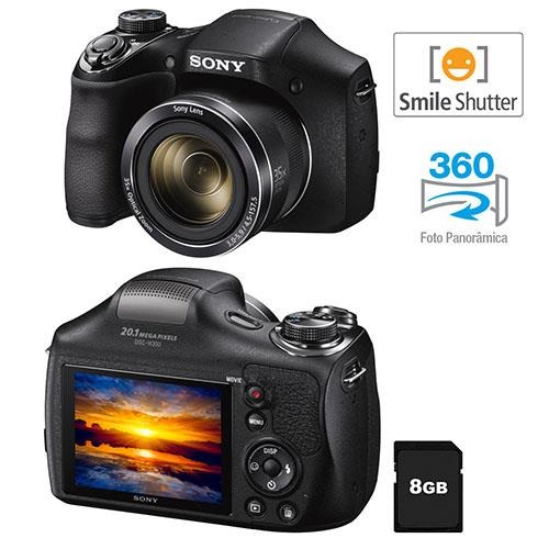 Câmera Digital Sony Cybershot DSCH300 Preta 20.1 MP, Super Zoom Óptico de 35x, LCD 3.0