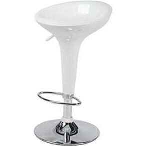 Banco Alto Stool c/ Regulagem de Altura à Gás - Branco - Importado