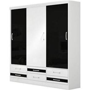 Guarda-Roupa Santos Andirá Teen Flex 3.6 com 3 Portas Flex - Branco/Lilás/Preto 