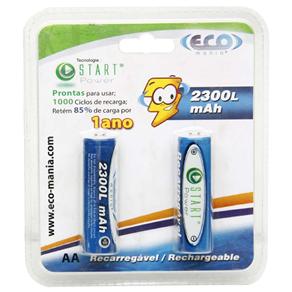 Pilha AA Eco-Mania EM-AA23LB2 Recarregável Start Power Azul com 2 Unidades