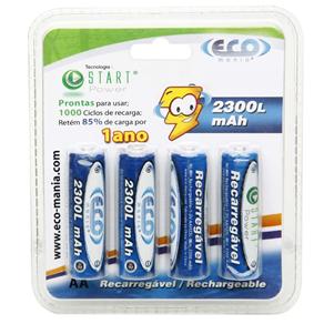 Pilha Recarregável Eco-Mania Start Power EM-AA23LB4 Azul c/ 4 unidades