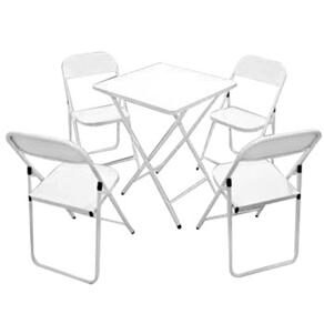 Conjunto de Mesa Quadrada Metalmix Ásia c/ 4 Cadeiras - Branco