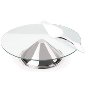 Prato p/ Bolo Forma Andrea c/ Pé de Inox - 30cm