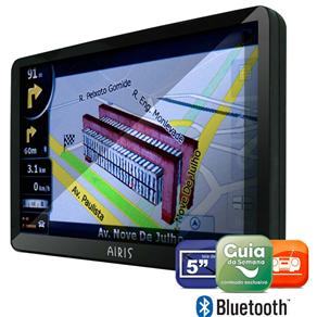 Navegador GPS Airis P500 c/ Tela 5", Bluetooth, Mapas 3D, Conteúdo Exclusivo Guia da Semana e Transmissão FM