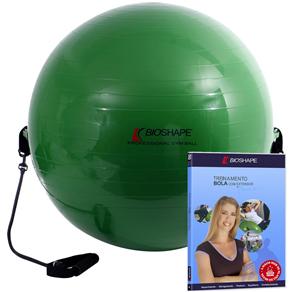 Bola de Ginástica Bioshape BA75 c/ Extensor 75cm e 1 DVD c/ Aula Completa - Verde 