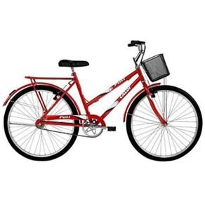 Bicicleta Aro 26 Caloi Poti com Bagageiro e Cesto Frontal - Vermelha