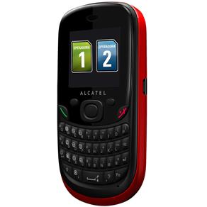 Celular Desbloqueado Claro Alcatel OT355 Vermelho QWERTY, Dual Chip, c/ Câmera, Rádio FM, Viva-voz e Fone de Ouvido