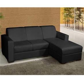 Sofá 2 Lugares American Comfort Roma em Korino c/ Chaise - Preto