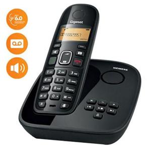 Telefone s/ Fio Gigaset Siemens A495 DECT 6.0 Preto c/ Secretária Eletrônica, Id. Chamadas e Teclado Luminoso
