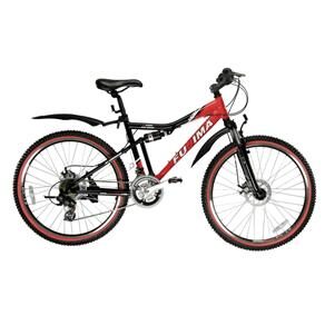 Bicicleta Aro 26 Prince Fujima Tribe Alumínio com Full Suspension e 21 Marchas - Preta/Vermelha