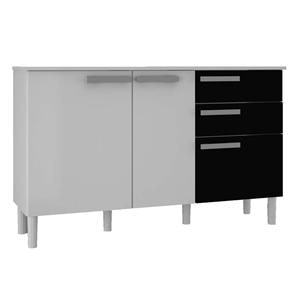 Balcão Palmeira Ratan com 3 Portas e 2 Gavetas 12210122 - Preto/Branco
