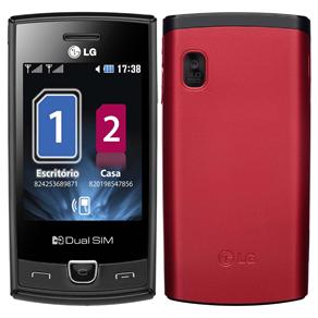 Celular Desbloqueado LG P525 Preto/Vermelho Dual Chip, Câmera 2MP, Touchscreen, Bluetooth, Wi-Fi, Rádio FM, MP3 e Fone de Ouvido
