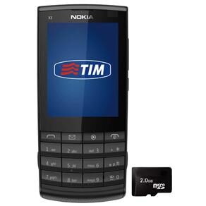 Celular Desbloqueado TIM Nokia X3-02 Preto c/ Câmera 5MP, Wi-Fi, MP3 Player, Rádio FM, Bluetooth, Touchscreen, Fone de Ouvido e Cartão 2GB