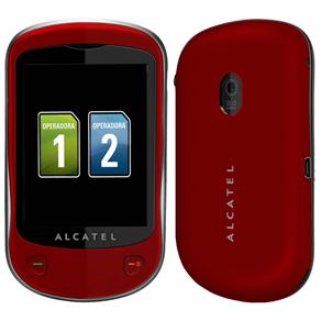 Celular Desbloqueado Alcatel OT710 Vermelho Dual Chip c/ Câmera 2MP, MP3, Rádio FM, Bluetooth, Touchscreen e Fone de Ouvido