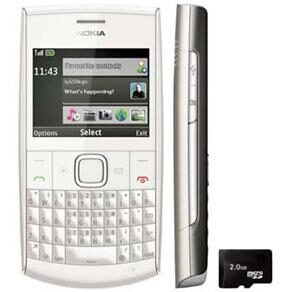 Celular Desbloqueado Vivo Nokia X2-01 Branco/Prata QWERTY, Câmera, MP3, Rádio FM, Bluetooth, Fone de Ouvido e Cartão 2GB