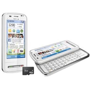 Celular Desbloqueado Nokia C6 Branco c/ Câmera 5MP, Symbian, 3G, Wi-Fi, Qwert, MP3, FM, GPS, Bluetooth, Touchscreen, Fone de Ouvido e Cartão 2GB