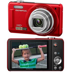 Câmera Digital Olympus VR-320 Vermelha c/ 14 MP, LCD 3.0", Zoom Óptico 12x, Detector de Faces, Vídeos em HD (720p) e Filtro Mágico