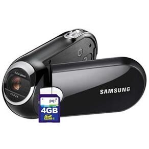 Filmadora Samsung SMX-C10GN/XAZ Cinza c/ Estabilizador de Imagem, Zoom Óptico 10x e Bateria de Longa Duração  + Cartão de Memória PQI SD 4GB