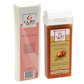 Folhas Descartáveis p/ Depilação Ga.Ma Italy 100 unidades + Refil Cera Depilatória Roll on Ga.Ma Italy Buriti e Argila da Amazônia 100g