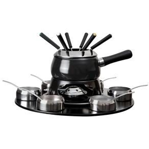 Conjunto p/ Fondue Euro Home Designer HH7879A Preto/Inox  c/ Base Giratória - 23 Peças