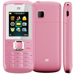 Celular Desbloqueado ZTE R222 Rosa/Branco Dual Chip c/ Câmera, Rádio FM e Fone de Ouvido