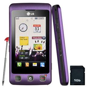 Celular Desbloqueado LG KP570 Cookie Roxo c/ Câmera 3MP, MP3, Touch Screen, Bluetooth e Cartão 1GB