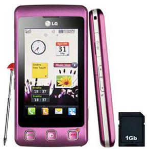 Celular Desbloqueado LG KP570 Cookie Rosa c/ Câmera 3MP, MP3, Touch Screen, Bluetooth e Cartão 1GB