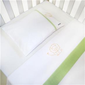 Conjunto de Lençóis para Berço Tribeca Padrão Americano com Animais Pintados à Mão Azul/Verde/Branco - 3 Peças