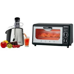 Centrífuga Mondial Juicer CF-01 Inox/Preta - 700 W + Mini Forno Elétrico Mondial Efficient FR-02 - 5 L