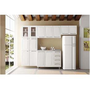 Cozinha Compacta Itatiaia Criativa c/ 2 Portas de Vidro Branco + Gabinete Itatiaia Criativa c/ 2 Portas e 4 Gavetas Branco 