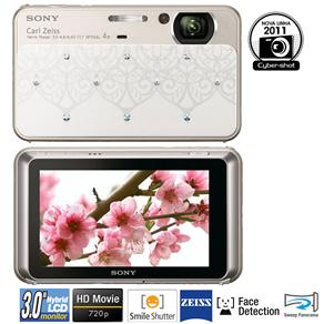 Câmera Digital Sony Cyber-Shot Desire DSC-T110D/W Branca c/ 16.1 MP, LCD TFT 3.0", Foto Panorâmica, Smile Shutter e Face Detection