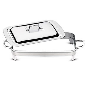 Suporte Retangular p/ Refratário Tramontina Cosmos Inox c/ Tampa - 37x23cm