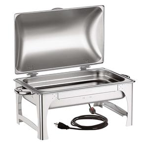 Rechaud Elétrico Banho-Maria Retangular Tramontina Inox c/ Tampa Basculante e 2 Cubas - 8,4 L