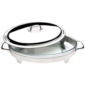 Suporte Oval Tramontina Cosmos Inox c/ Refratário e Tampa - 40x28cm