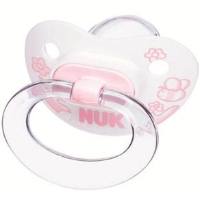 Chupeta Nuk Decorada c/ Bico de Silicone Ortodôntico Tam. 2 - Branco/Rosa