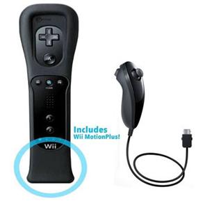 Joystick Wii Remote Control Black com Wii Motion Plus Black - Wii + Joystick Nunchuk Controller Preto para Wii - Nintendo