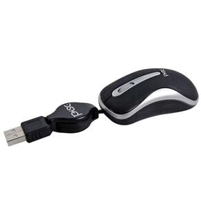 Mini Mouse Óptico Pisc 1811 Retrátil Emborrachado USB - Preto