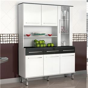 Cristaleira Zanzini Master c/ 6 Portas e 3 Gavetas 03780603 - Branco/Preto