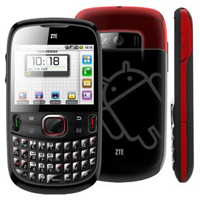 Celular Desbloqueado Claro ZTE V821 Preto/Vermelho c/ Android 2.2, Câmera 2MP, Dual Chip, Wi-Fi, GPS, QWERTY, Bluetooth e MP3