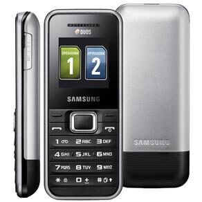 Celular Desbloqueado Samsung Duos Basic E1182 Preto/Prata c/ Rádio FM, Dual Chip e Fone de Ouvido