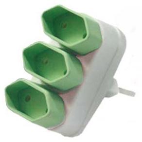 Pino Multiplicador Force Line 4304 c/ 3 Tomadas – Verde