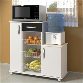 Balcão para Micro-ondas c/ Fruteira Big Domus - Branco/Preto