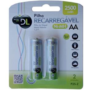 Pilha Recarregável DL P25-2 AA Prata 2500MAH c/ 2 Unidades
