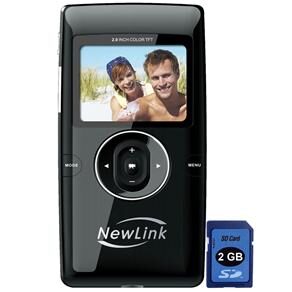 Filmadora Digital Newlink HD Slim VC105 Platinum Preto HD (1280x720), Zoom Digital 4x e LCD 2.0" + Cartão SD 2GB