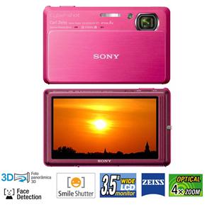 Câmera Digital Sony Cyber-shot DSC-TX9/R Vermelho c/ 12.2MP, LCD 3.5" Touchscreen, Zoom Óptico 4x, Face Detection, Smile Shutter e Foto Panorâmica 3D