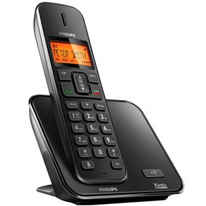 Telefone s/ Fio Philips SE1701 Preto c/ Display Iluminado e Id. Chamadas