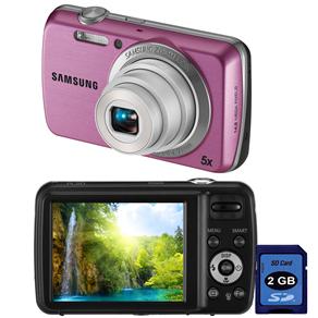 Câmera Digital Samsung PL20 Rosa c/ 14.2MP, LCD 2.7", Zoom Óptico 5x, Vídeo em HD (720p), Detector de Faces e Sorrisos