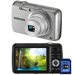 Câmera Digital Samsung PL20 Prata c/ 14.2MP, LCD 2.7", Zoom Óptico 5x, Vídeo em HD (720p), Detector de Faces e Sorrisos